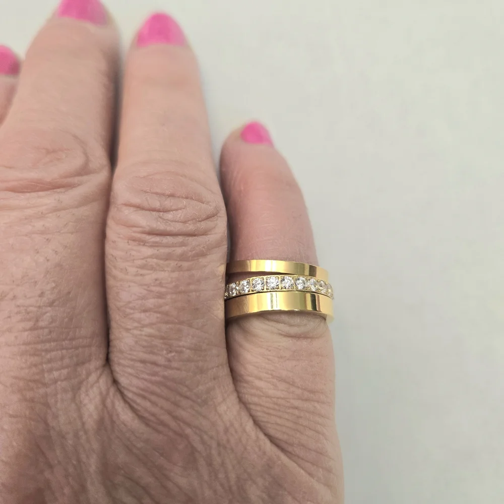 14kt Gold Plated Set Of 3 Eternity Bands - Picture 7 of 7